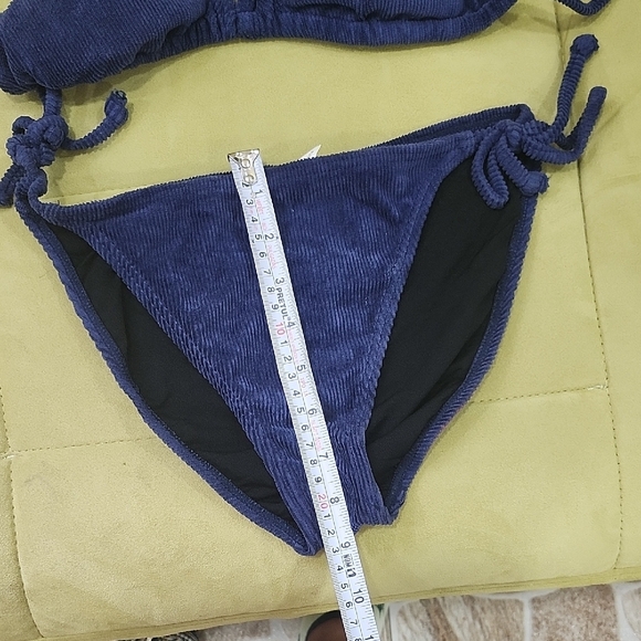 Vtg NWT C.C Blue Halter Bikini Corduroy Set with Adjustable Ties - Picture 12 of 13